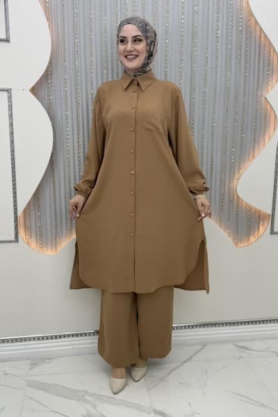 Rozalin Pantolonlu Takım Vizon