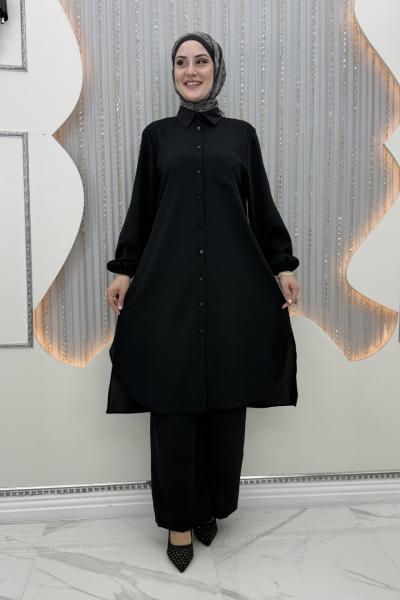 Rozalin Pantolonlu Takım Siyah