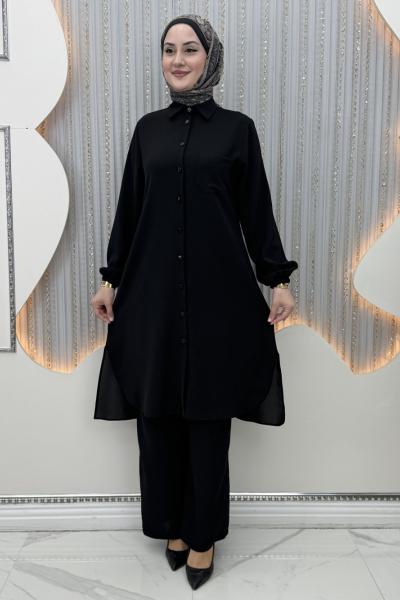 Rozalin Pantolonlu Takım Siyah