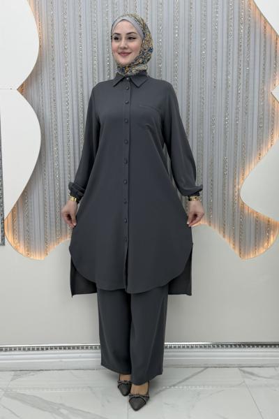 Rozalin Pantolonlu Takım Gri