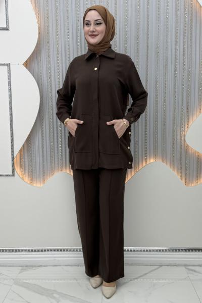 Sahra Pantolonlu Takım Kahverengi