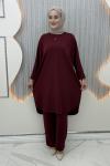 Şehzade pantolonlu takım Bordo