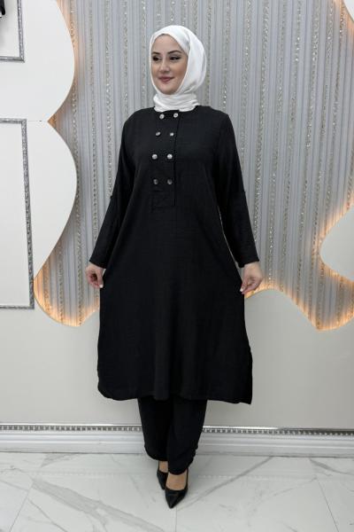 Selime Pantolonlu Takım Siyah