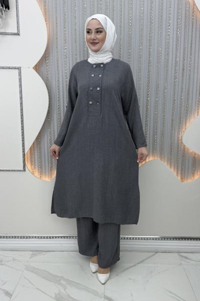 Selime Pantolonlu Takım Gri