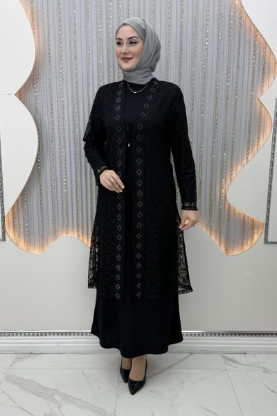 Serin Elbiseli Hırka Siyah