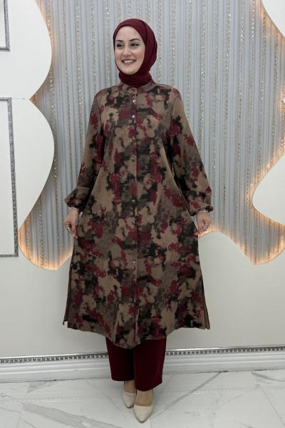 Serpil Pantolonlu Takım Bordo