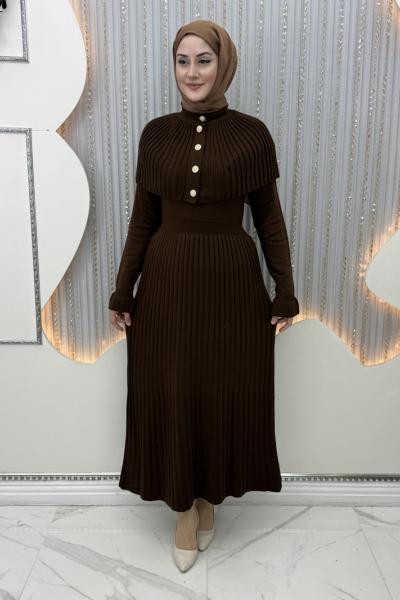 Sümbül Triko Elbise Kahverengi