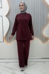 Tilbe Pike Pantolonlu Takım Bordo
