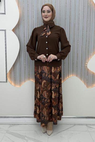 Ümmüş Etekli Takım Kahverengi