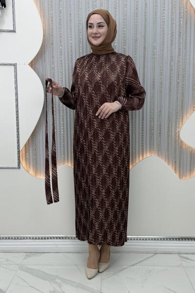 Yaldız Elbise Kahverengi