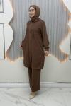Yezin Pantolonlu Takım Kahverengi