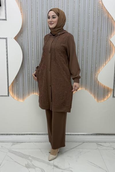 Yezin Pantolonlu Takım Kahverengi