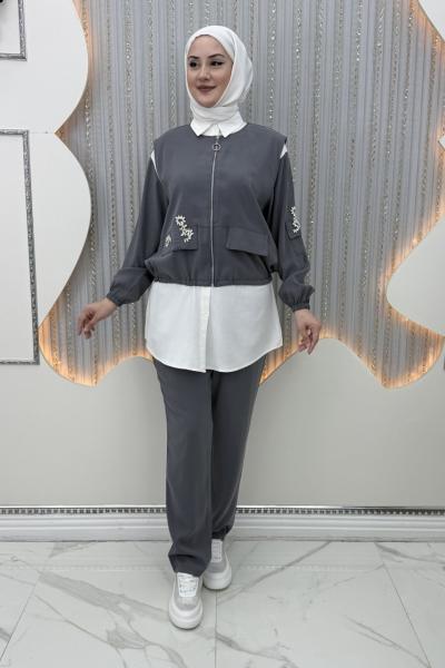 Zehra 3’lü takım Gri