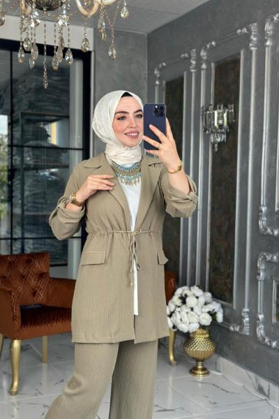 Bürümcük Şal Yaka Takım-Çağla Yeşili