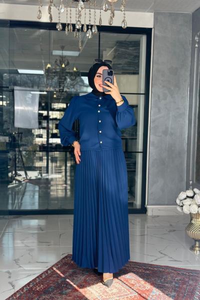 Rümeysa Etek Takım İndigo