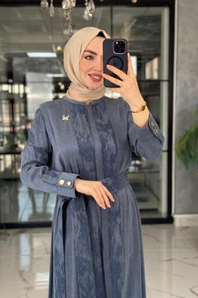 Şeyda Cupra Elbise-Lacivert