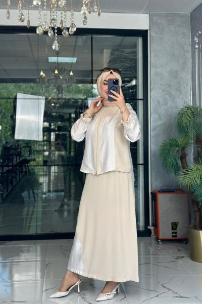 Şura Etek Takım-Bej