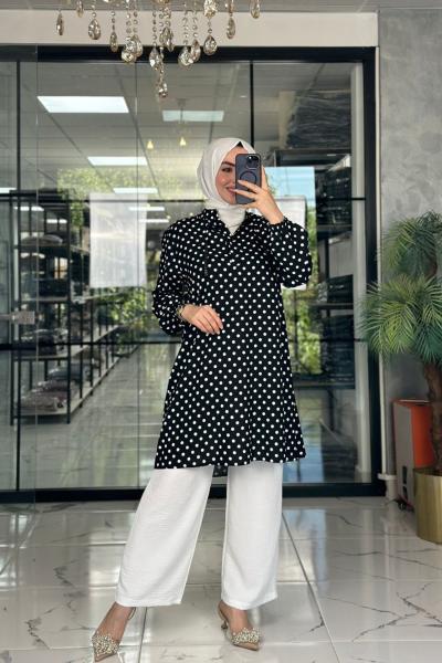 Tülay Puantiyeli Takım-Siyah