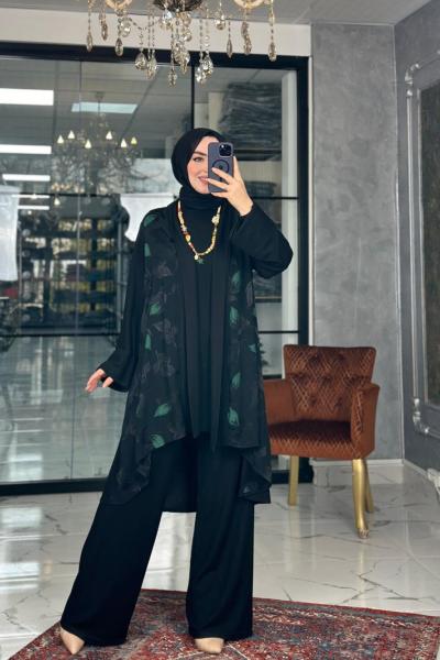 Yaprak Desen Takım Yeşil