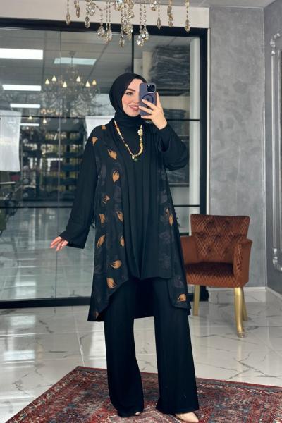 Yaprak Desen Takım Hardal