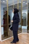 Bağcık Detaylı Ceket Takım Lacivert