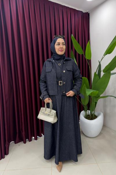 Ceketli Kot Elbise Lacivert