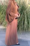 Fular Bağlamalı Abaya  Kahverengi