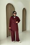 Scuba Ceketli Takım  Bordo