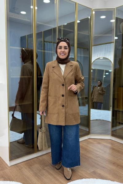 SÜET BLAZER CEKET Taba