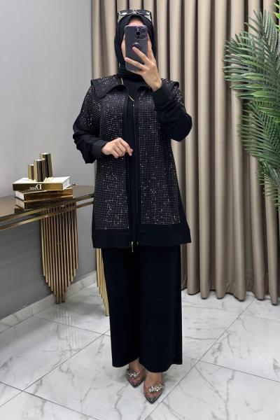 Efsane Taşlı Takım Siyah