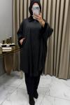 Güliz Kürklü Panço Pelerin Siyah
