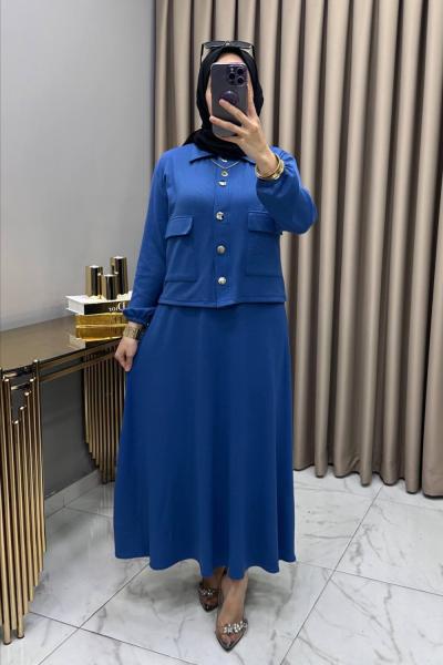 Yasemin Ceket Elbise Takım indigo mavi