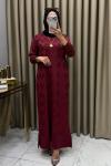 Zeyna Merserize Triko Elbise Bordo