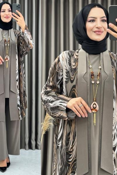 3394 Nergiz 3 lü takım Vizon