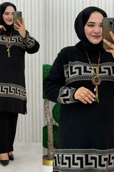 Athena Triko Pantolonlu Takım Siyah