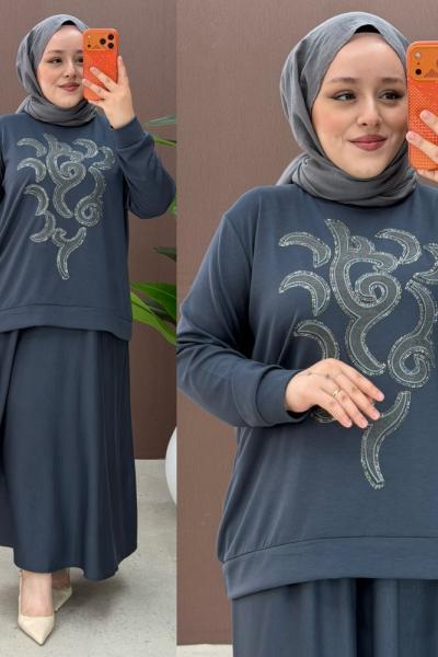 Dalga etekli takım Antrasit