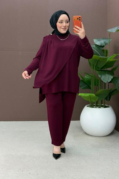 Dalia pantolonlu takım Bordo