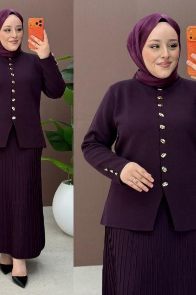 Halime etekli takım Mürdüm