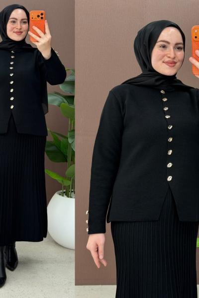Halime etekli takım Siyah