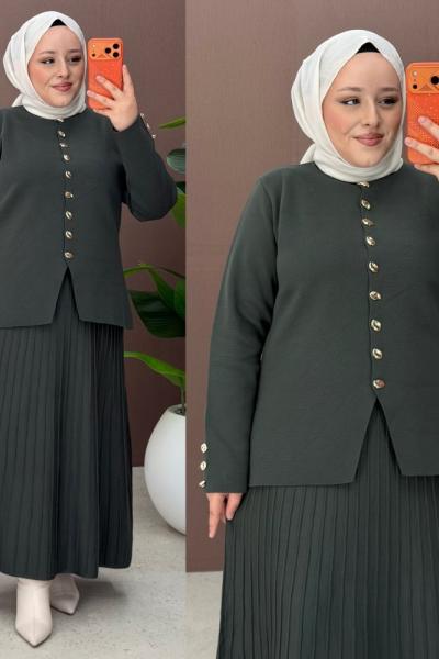 Halime etekli takım Haki