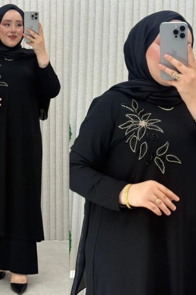 Müyesser pantolonlu takım Siyah