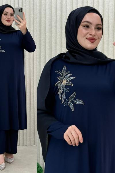 Müyesser pantolonlu takım Lacivert