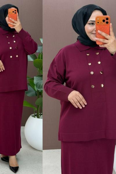 Nüyans Etekli Takım Bordo
