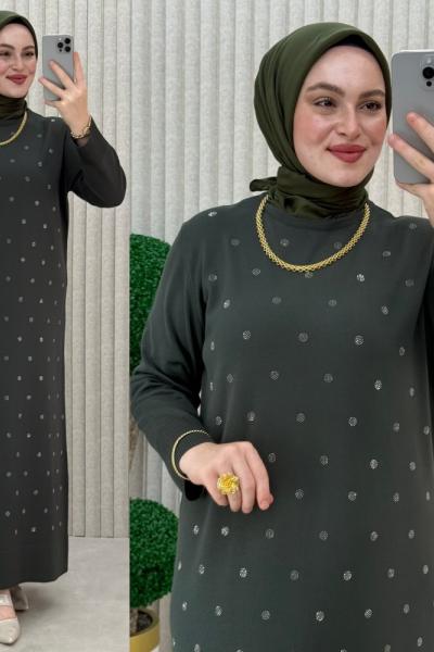 Serçe elbise Haki