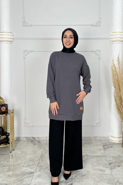 Hazan Çizgili Örme Tunik