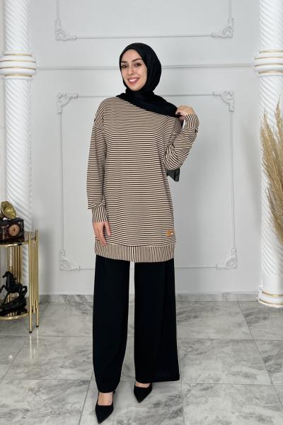 Hazan Çizgili Örme Tunik