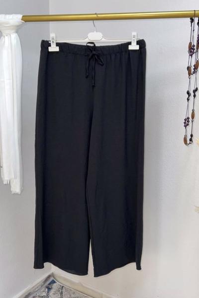 Pantolon Ayrobin Bol Paça Siyah