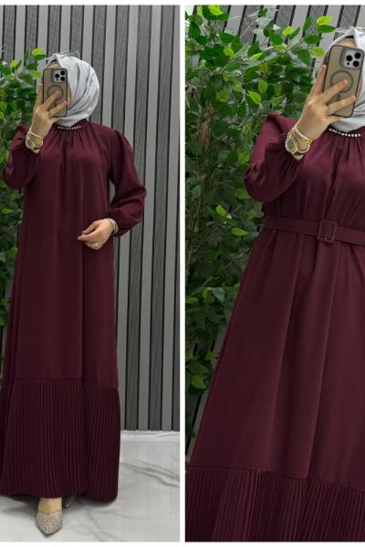 Alança elbise Bordo