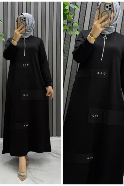 Kuşgözü elbise Siyah