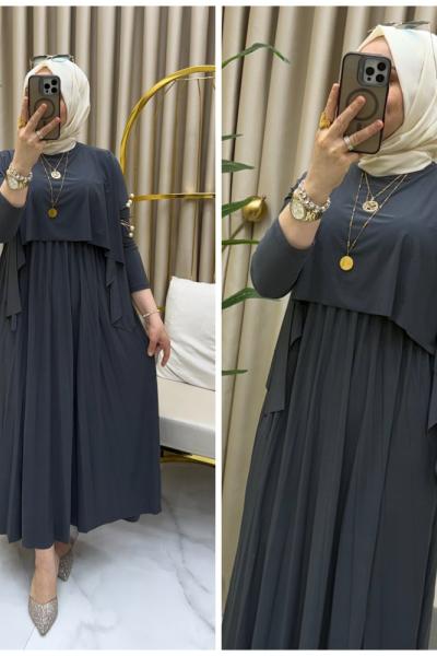 Pelerinli elbise  Füme